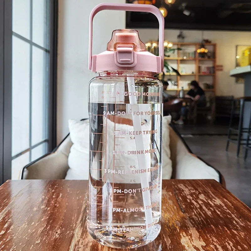 2L Water Bottle with Straw for Travel & Fitness
