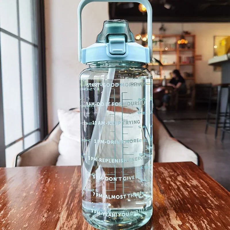 2L Water Bottle with Straw for Travel & Fitness