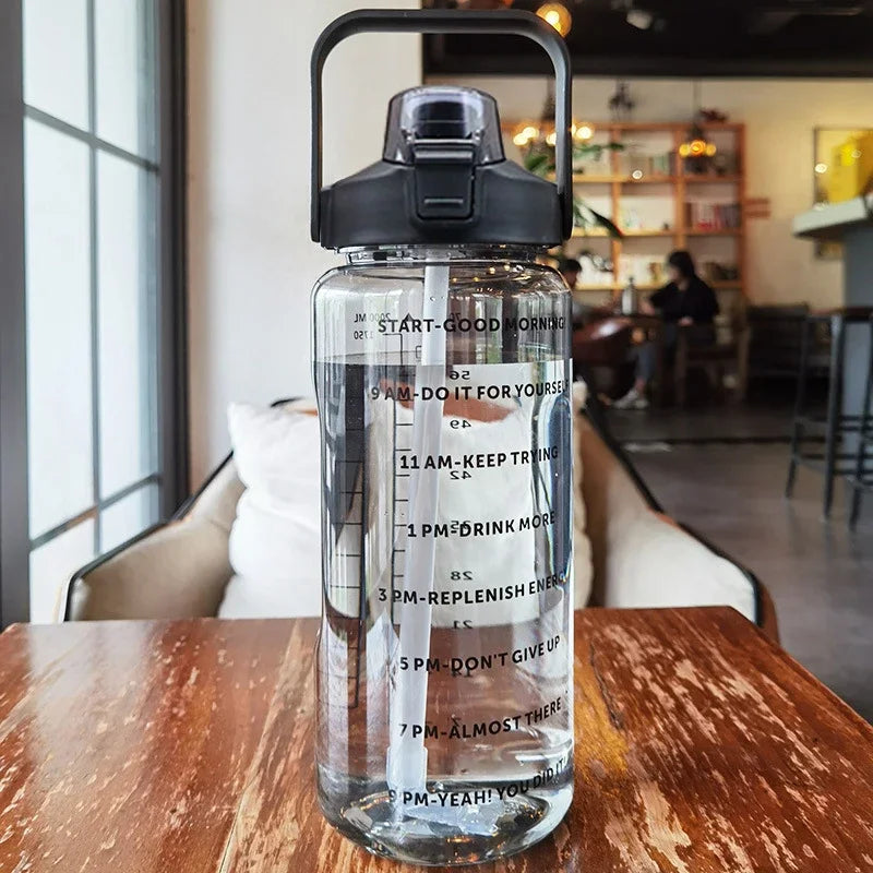 2L Water Bottle with Straw for Travel & Fitness
