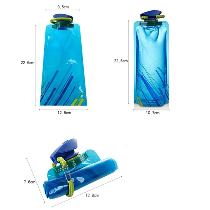 Foldable Travel Water Bottle – Reusable with Carabiner
