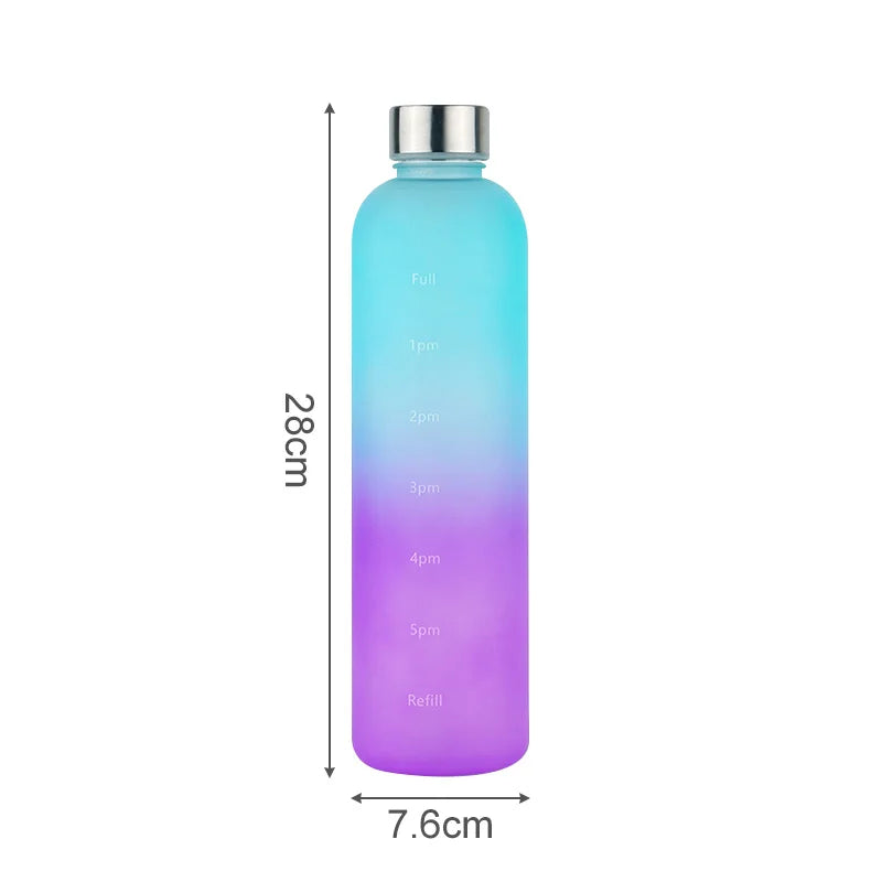 1L Water Bottle with Time Marker for Gym & Travel