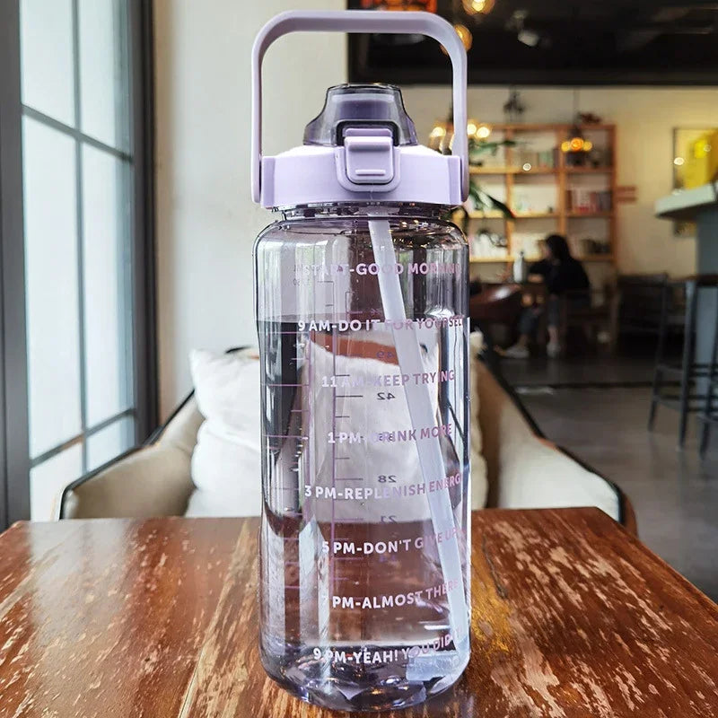 2L Water Bottle with Straw for Travel & Fitness