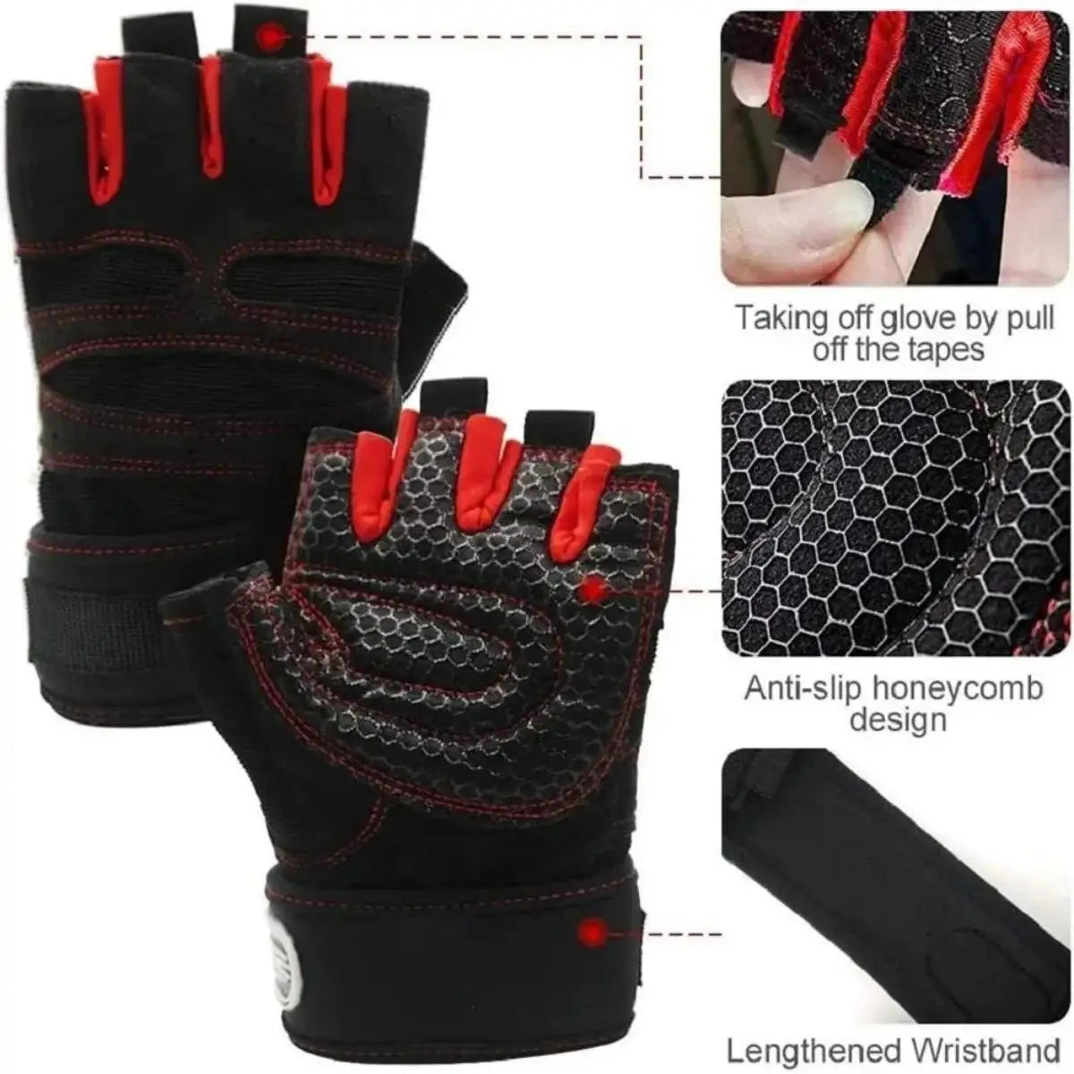 Gym Gloves with Wrist Support – Unisex & Shockproof
