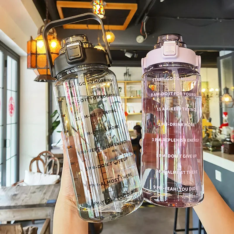 2L Water Bottle with Straw for Travel & Fitness