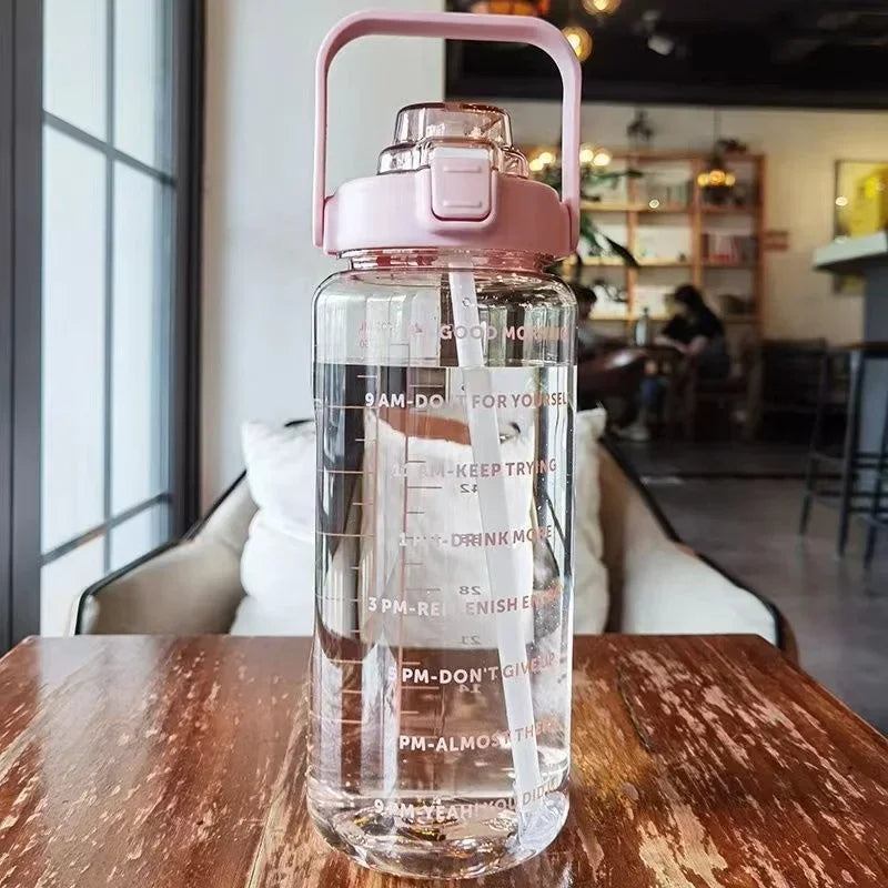 2L Water Bottle with Straw for Travel & Fitness