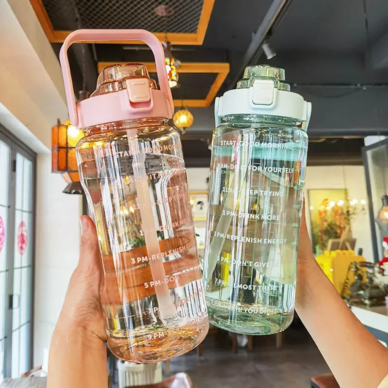 2L Water Bottle with Straw for Travel & Fitness