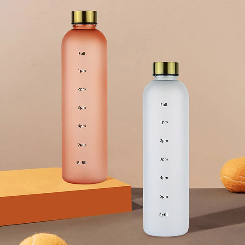 1L Water Bottle with Time Marker for Gym & Travel