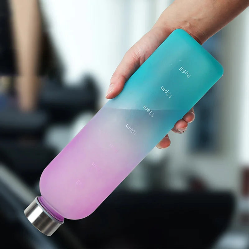 1L Water Bottle with Time Marker for Gym & Travel