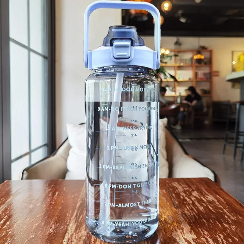 2L Water Bottle with Straw for Travel & Fitness