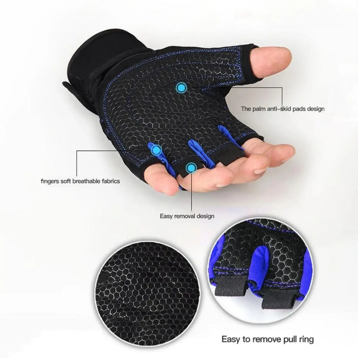 Gym Gloves with Wrist Support – Unisex & Shockproof