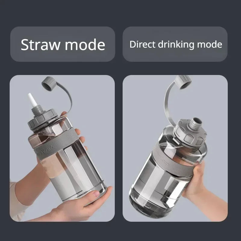 2L Large Water Bottle with Straw for Gym & School