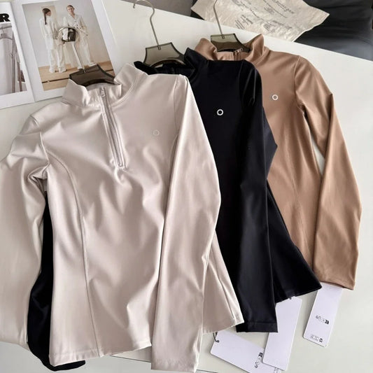 Women's Zipper Workout Jacket – Slim Fit & Long Sleeve