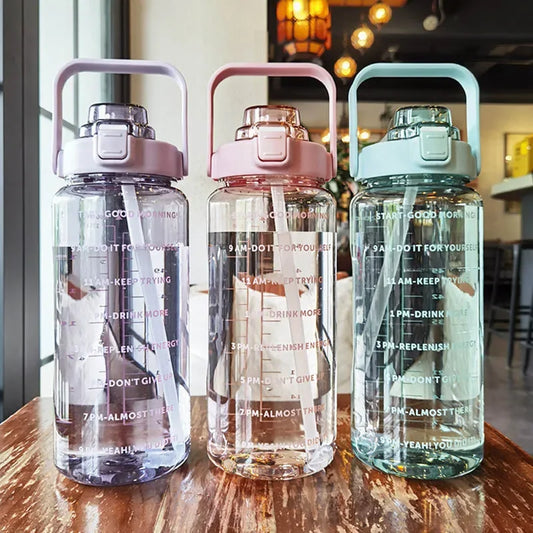 2L Water Bottle with Straw for Travel & Fitness
