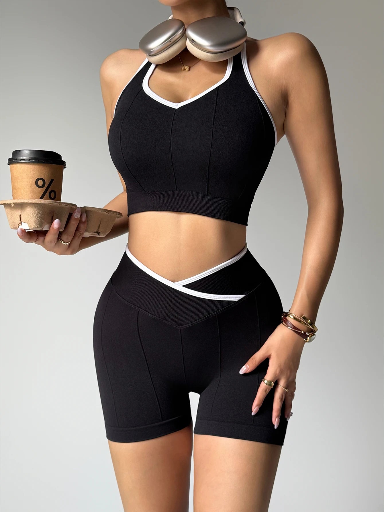 2pc Women's Workout Set – Halter & Shorts