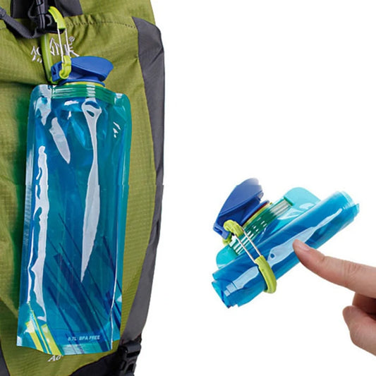 Foldable Travel Water Bottle – Reusable with Carabiner